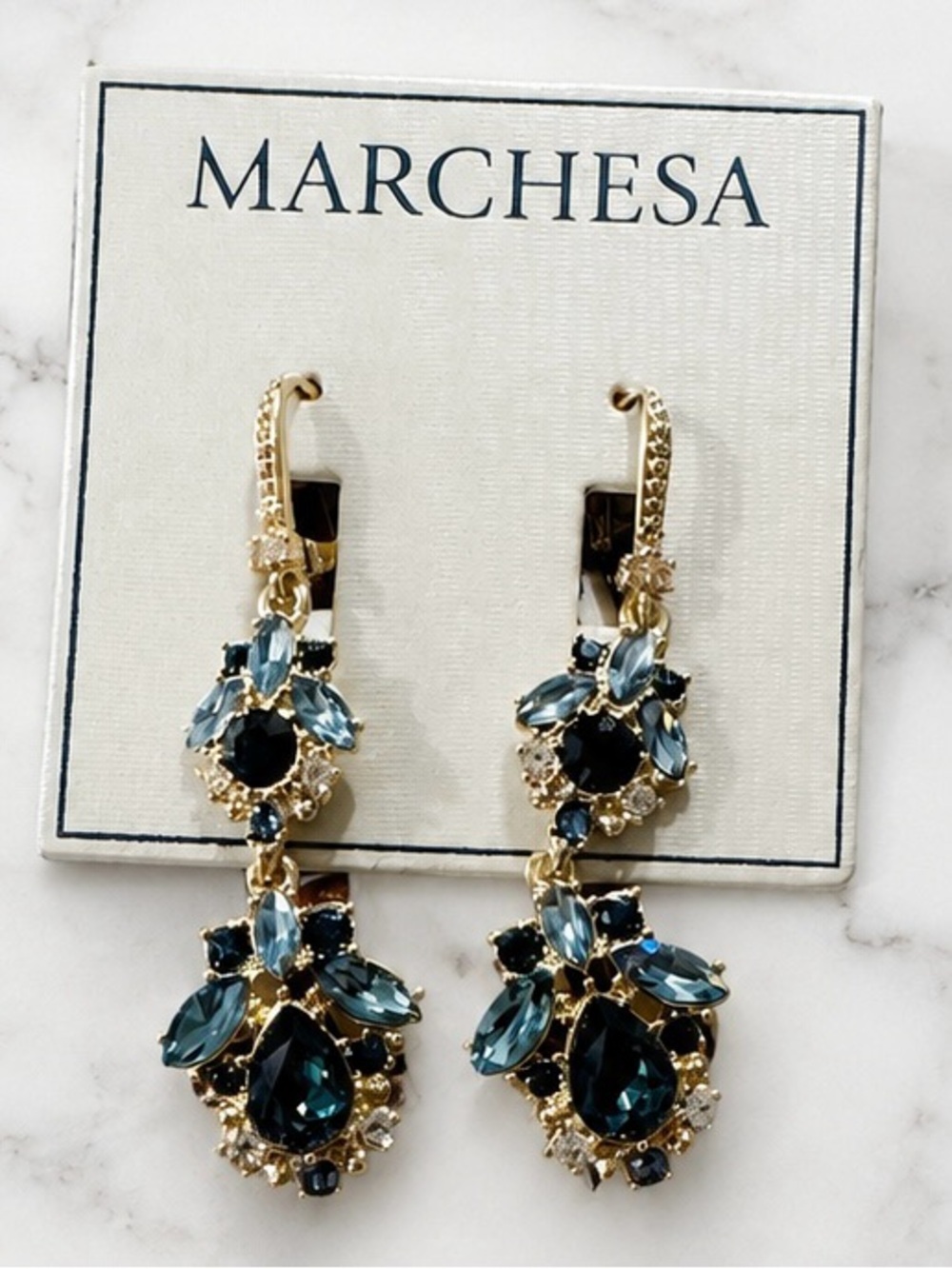 Marchesa Glass & Epoxy Stone Gold-Tone Double Drop Earrings